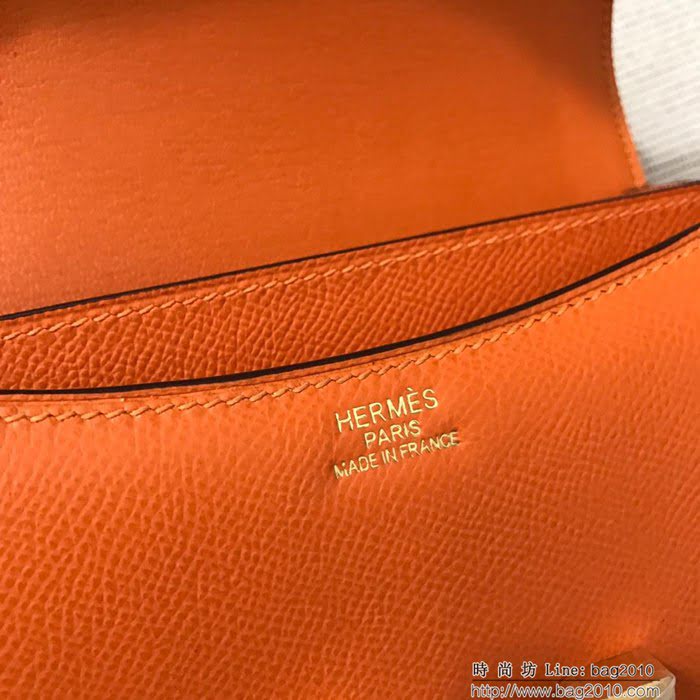 HERMES愛馬仕 H空姐包 進口原廠EP皮 頂級蜜蠟製作 街拍必備單品 橙色金銀 單肩斜挎包  Ama1572